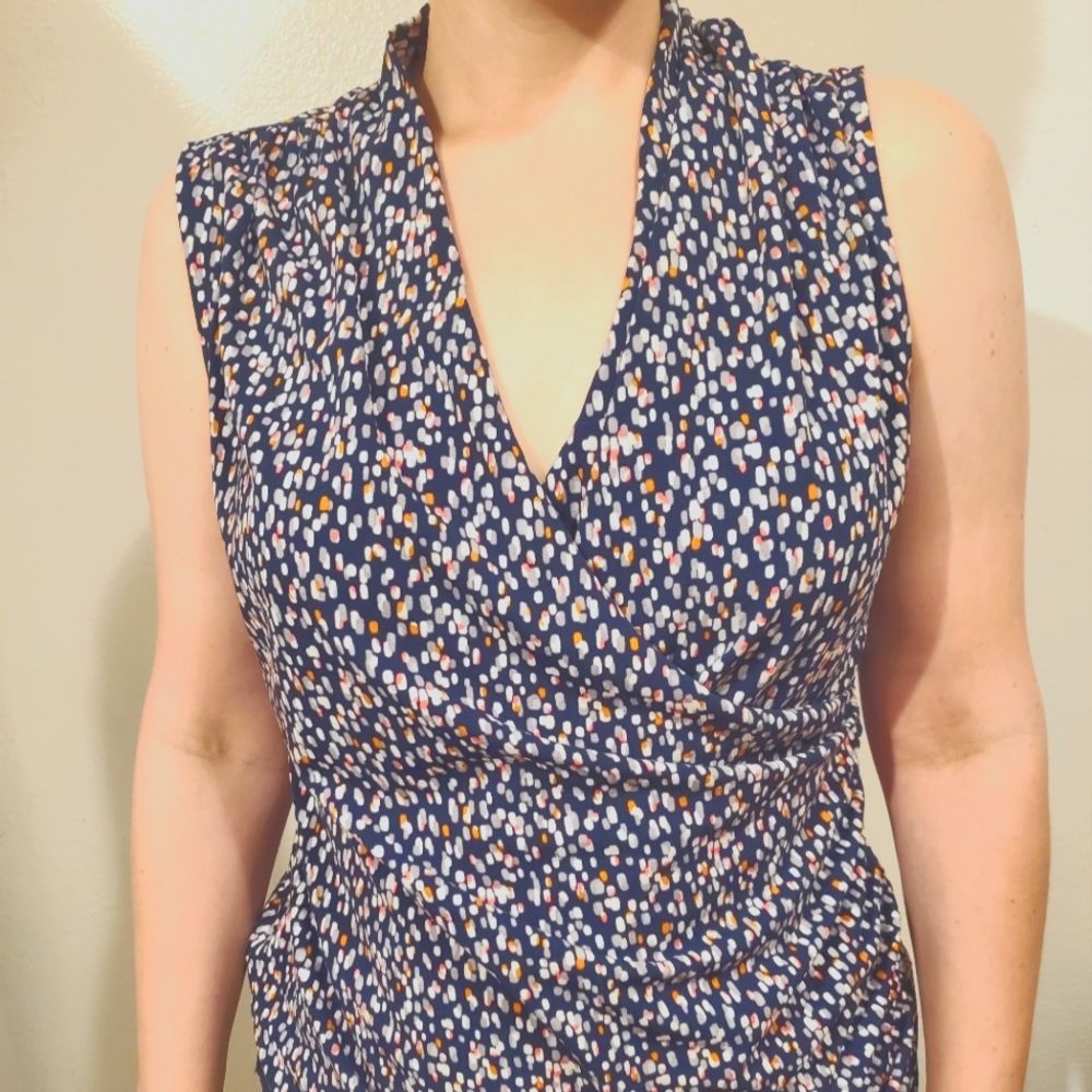 Used Hawthorne Wrap Front Ruched Knit Fitted Top-M - Picture 4 of 6
